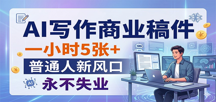 AI写作商业稿件，一小时5张+，普通人新风口，永不失业-优创云
