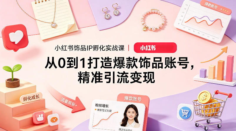 小红书饰品IP孵化实战课｜从0到1打造爆款饰品账号，精准引流变现-优创云