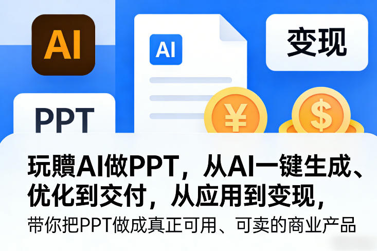 玩賺AI做PPT，从AI一键生成、优化到交付，从应用到变现，带你把PPT做成真正可用、可卖的商业产品(更新0421)-优创云