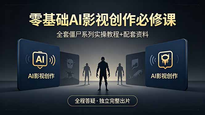 零基础AI影视创作必修课，全套僵尸系列实操教程加配套资料，全程答疑带你独立完整出片-优创云