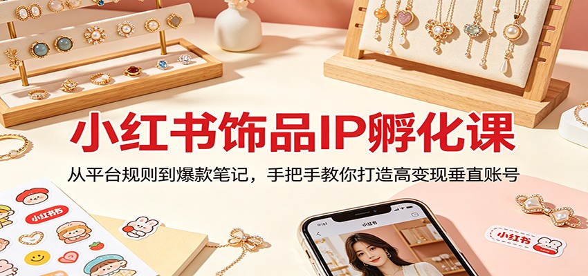 小红书饰品IP孵化课：从平台规则到爆款笔记，手把手教你打造高变现垂直账号-优创云