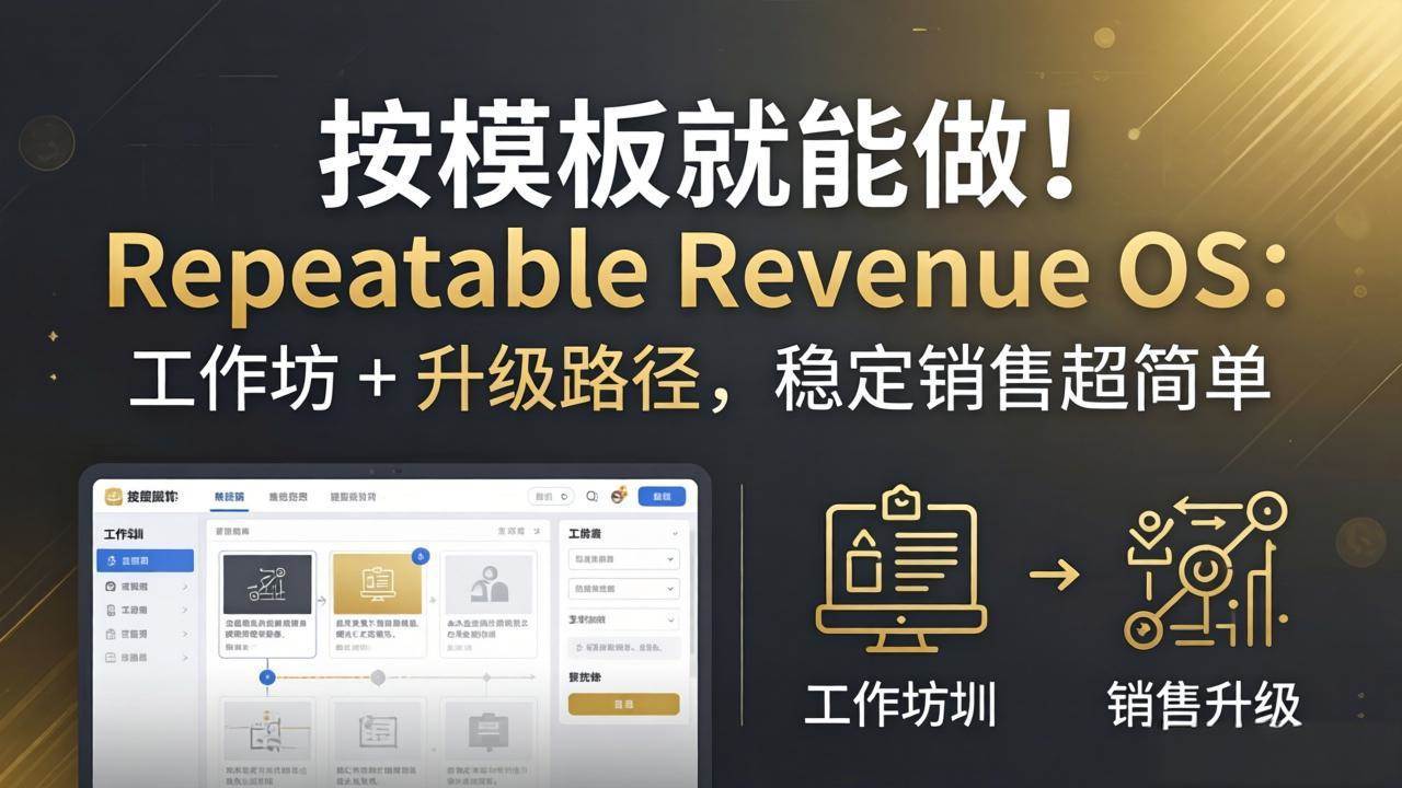 （18085期）按模板就能做！Repeatable Revenue OS：工作坊 + 升级路径，稳定销售超简单-优创云