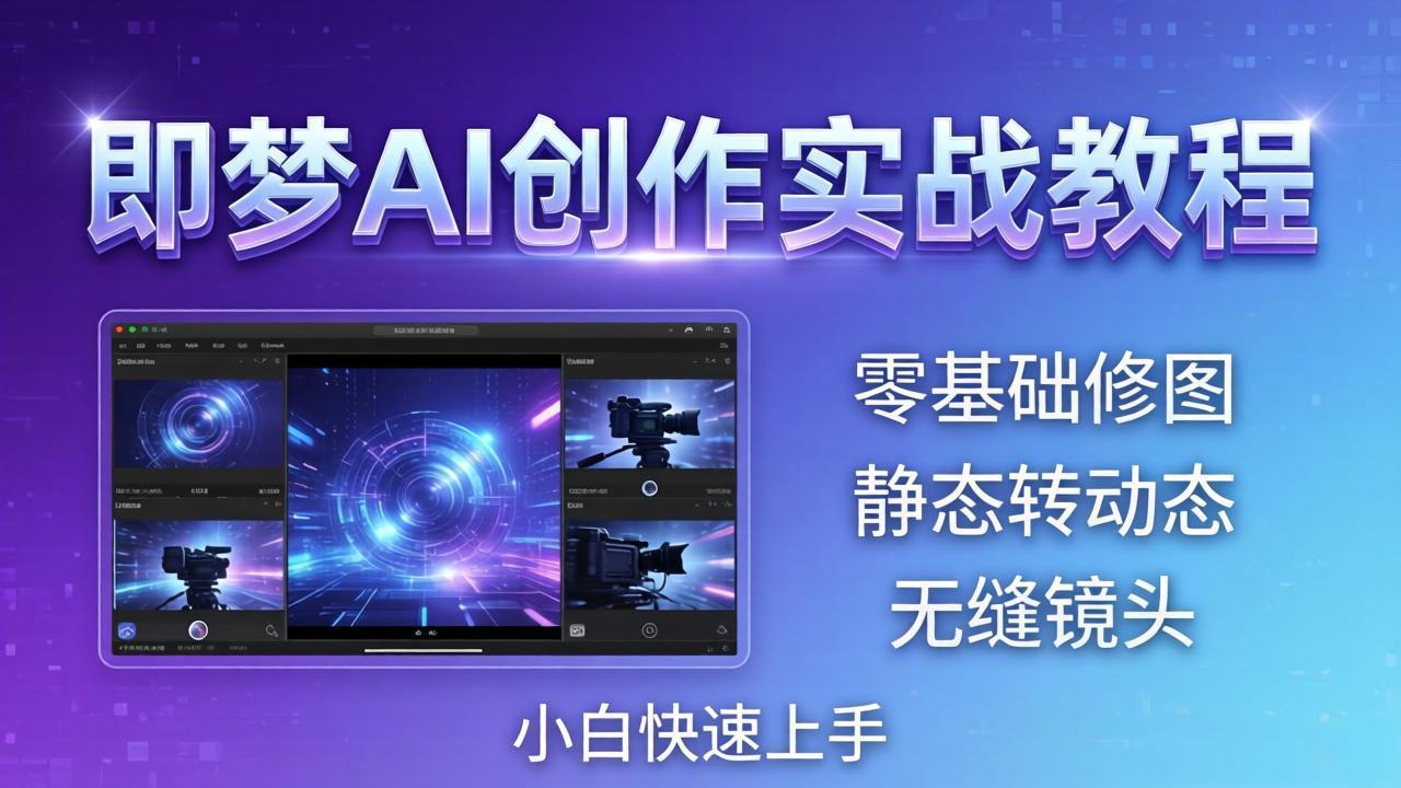 即梦AI创作实战教程，从零基础修图到AI导演，实战教学静态转动态+无缝镜头，小白快速上手-优创云
