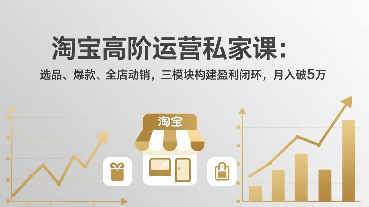 （18095期）淘宝高阶运营私家课（更新26年4月18）：选品、爆款、全店动销，三模块构建盈利闭环，月入破5万-优创云