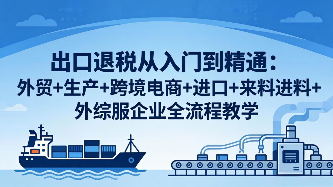 出口退税从入门到精通：外贸+生产+跨境电商+进口+来料进料+外综服企业全流程教学-优创云