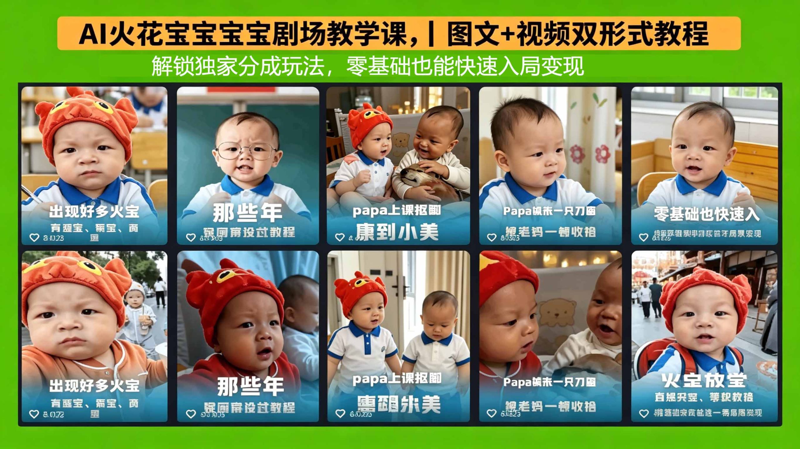 AI火花宝宝宝宝剧场教学课，图文+视频双形式教程，解锁独家分成玩法，零基础也能快速入局变现-优创云