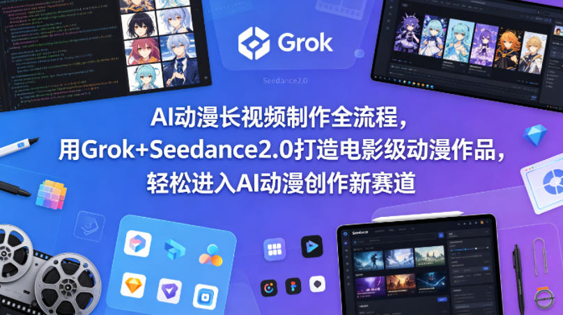 AI动漫长视频制作全流程，用Grok+Seedance2.0打造电影级动漫作品，轻松进入AI动漫创作新赛道-优创云