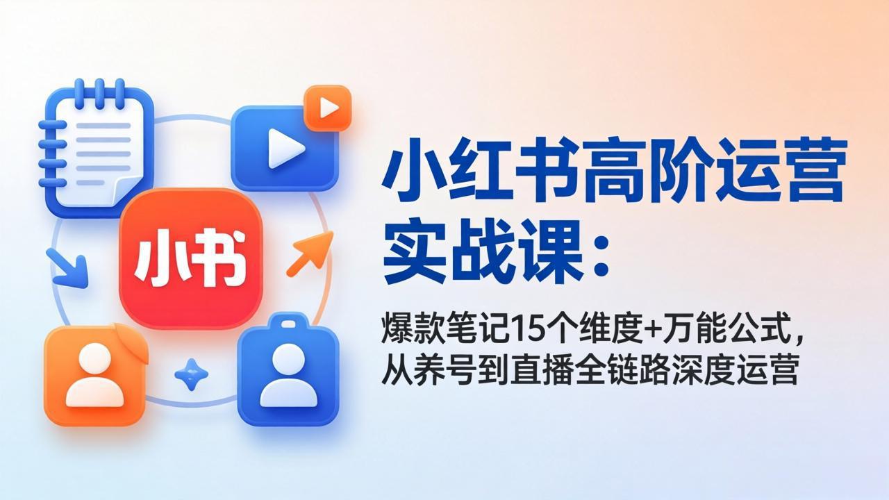 小红书高阶运营实战课:爆款笔记15个维度+万能公式,从养号到直播全链路深度运营-优创云