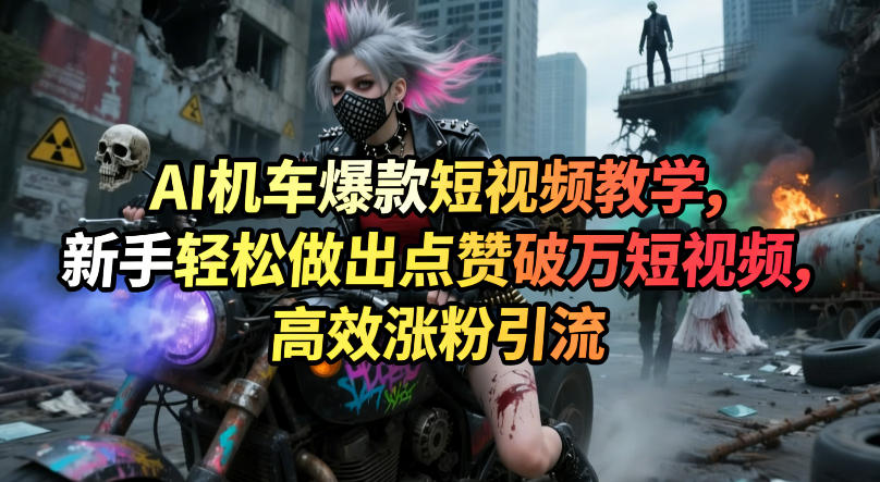 AI机车爆款短视频教学，新手轻松做出点赞破万短视频，高效涨粉引流-优创云