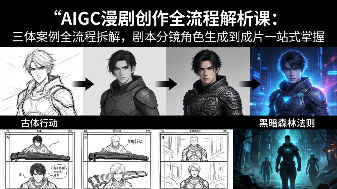 AIGC漫剧创作全流程解析课：三体案例全流程拆解，剧本分镜角色生成到成片一站式掌握-优创云