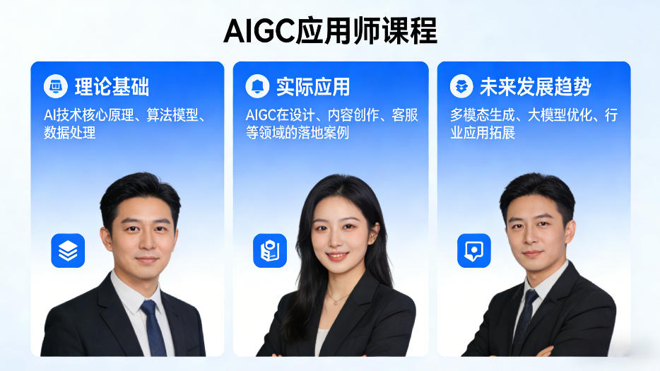 AIGC应用师课程，覆盖了AI技术的理论基础、实际应用、以及未来发展趋势-优创云