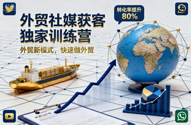 外贸社媒获客独家训练营，外贸新模式，快速做外贸(更新26年3月)-优创云