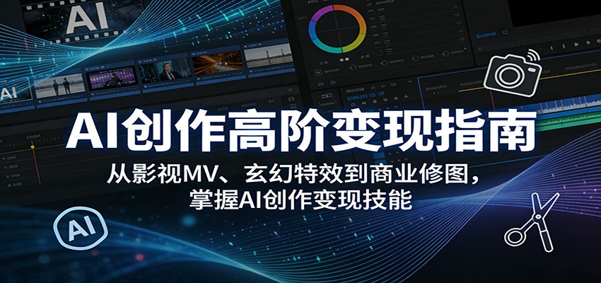 AI创作高阶变现指南：从影视MV、玄幻特效到商业修图，掌握AI创作变现技能-优创云