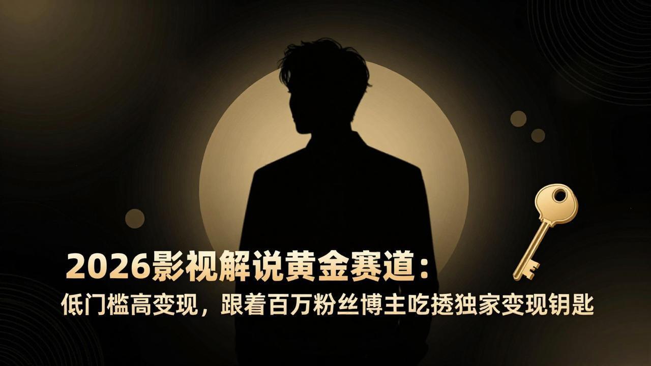 2026影视解说黄金赛道：低门槛高变现，跟着百万粉丝博主吃透独家变现钥匙-优创云