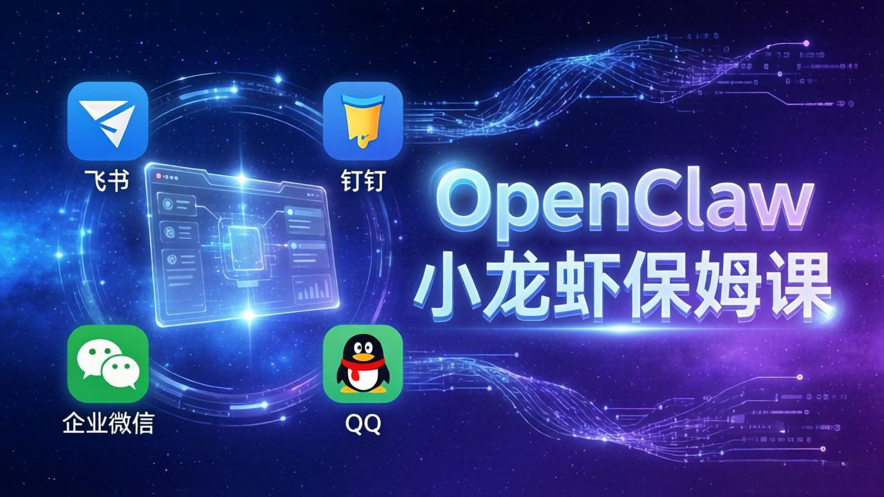 OpenClaw小龙虾保姆课： Windows/macOS/Linux/Docker全系统安装，飞书+钉钉+企业微信+QQ 全接入-优创云