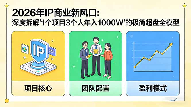 2026年IP商业新风口:深度拆解“1个项目3个人年入1000W”的极简超盘全模型-优创云