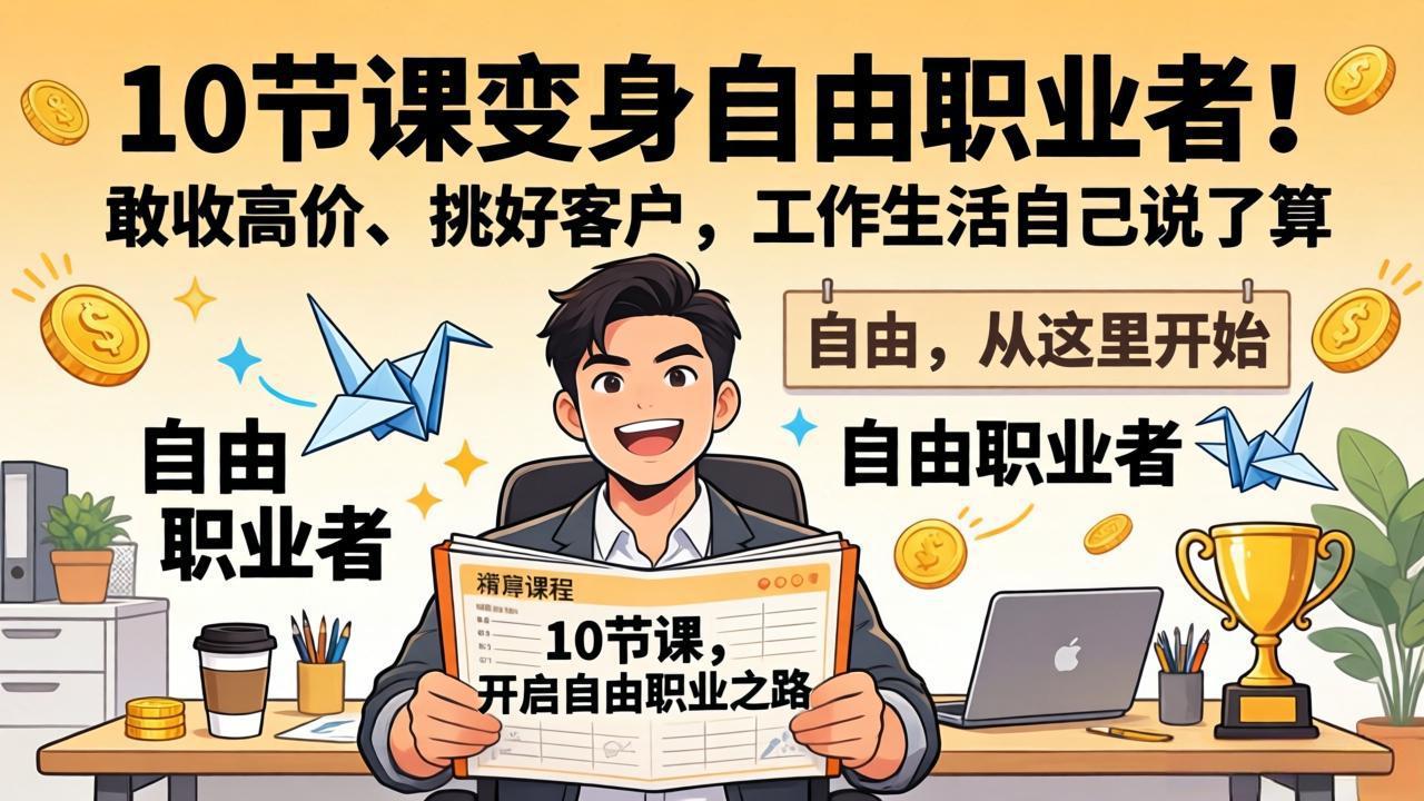 10 节课变身自由职业者!敢收高价、挑好客户,工作生活自己说了算-优创云