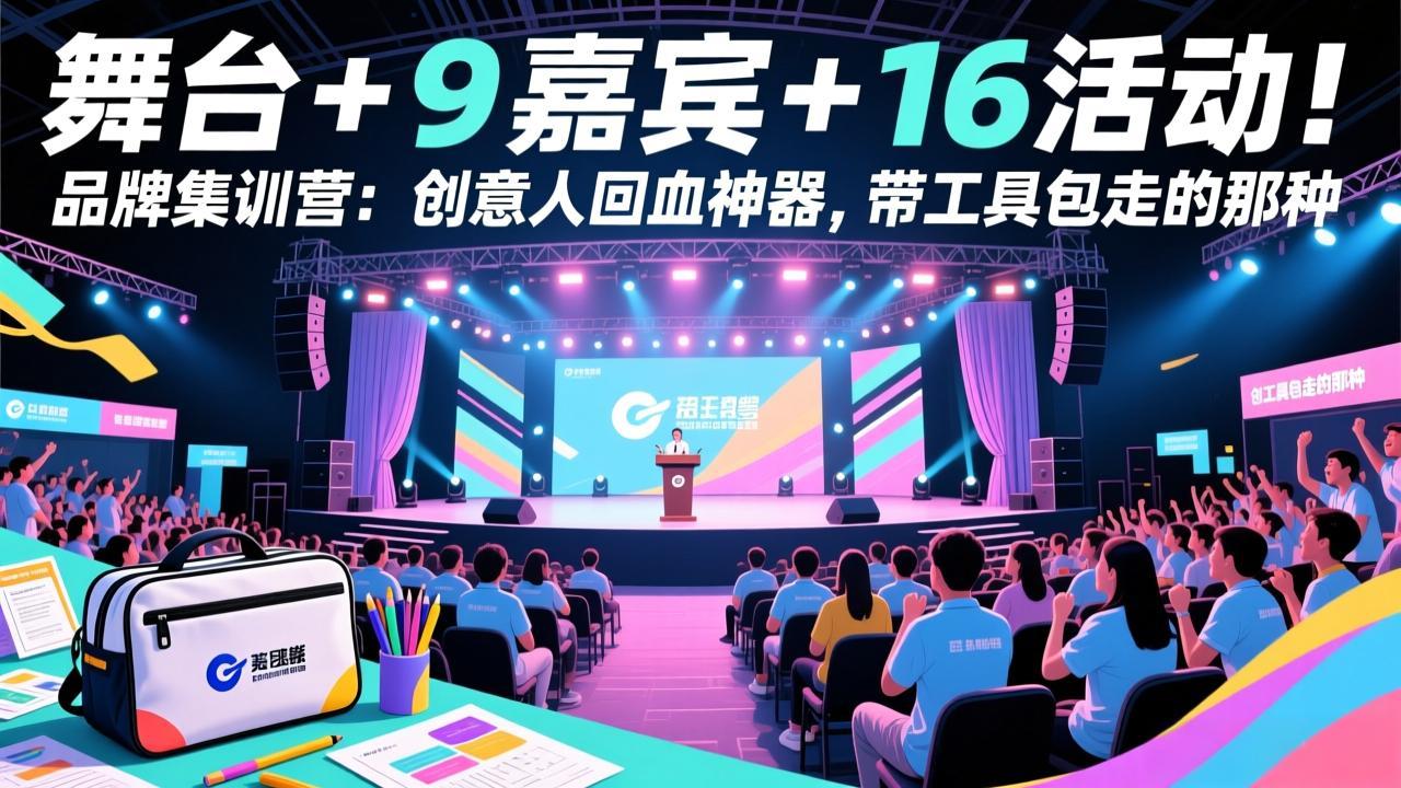 舞台 + 9 嘉宾 + 16 活动！品牌集训营：创意人回血神器，带工具包走的那种-优创云