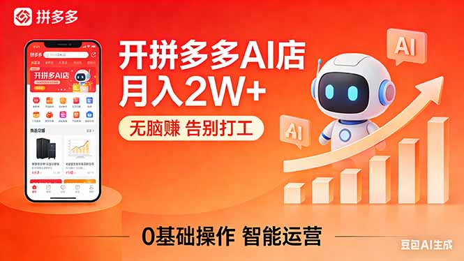 开一家拼多多AI店,月入2W+,无脑赚,告别打工,附SOP手册-优创云