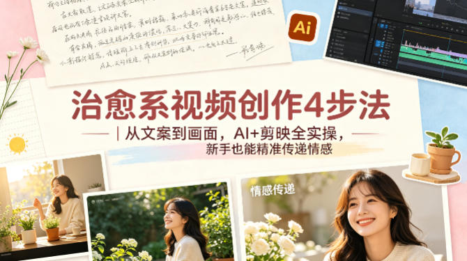治愈系视频创作4步法｜从文案到画面，AI+剪映全实操，新手也能精准传递情感-优创云