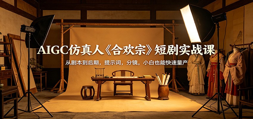 AIGC仿真人《合欢宗》短剧实战课：从剧本到后期，提示词，分镜，小白也能快速量产-优创云