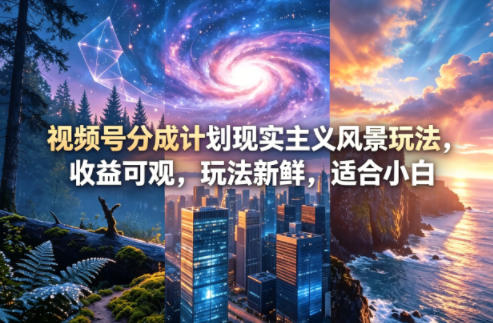 视频号分成计划现实主义风景玩法，收益可观，玩法新鲜，适合小白-优创云