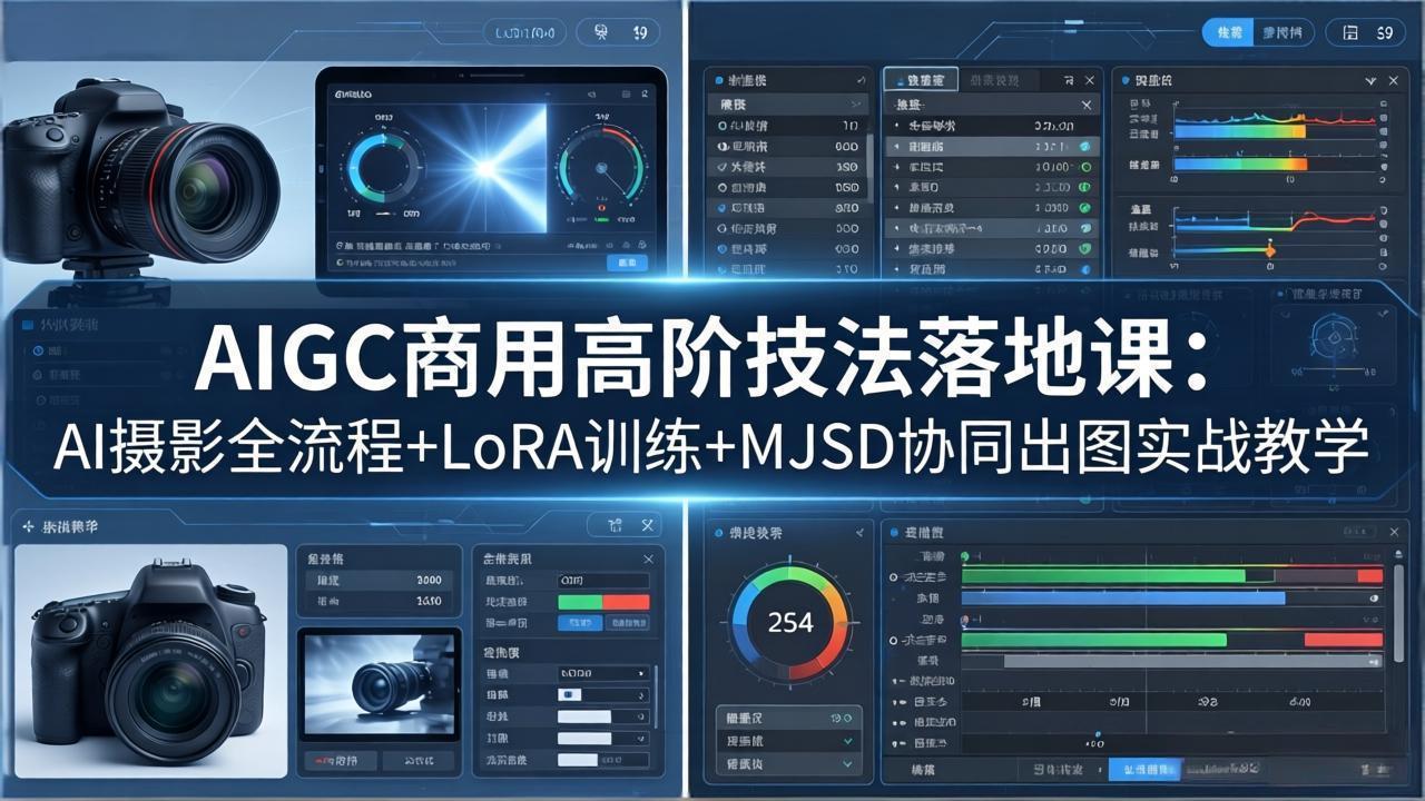 AIGC商用高阶技法落地课：AI摄影全流程+LoRA训练+MJSD协同出图实战教学-优创云