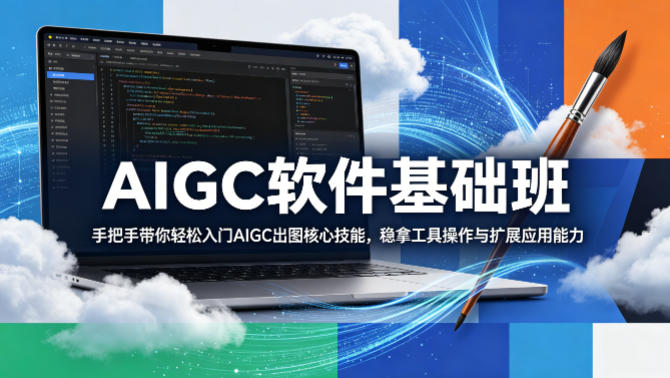 AIGC软件基础班，手把手带你轻松入门AIGC出图核心技能，稳拿工具操作与扩展应用能力-优创云