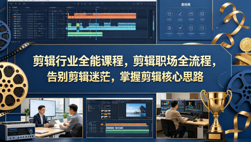 剪辑行业全能课程，剪辑职场全流程，告别剪辑迷茫，掌握剪辑核心思路-优创云