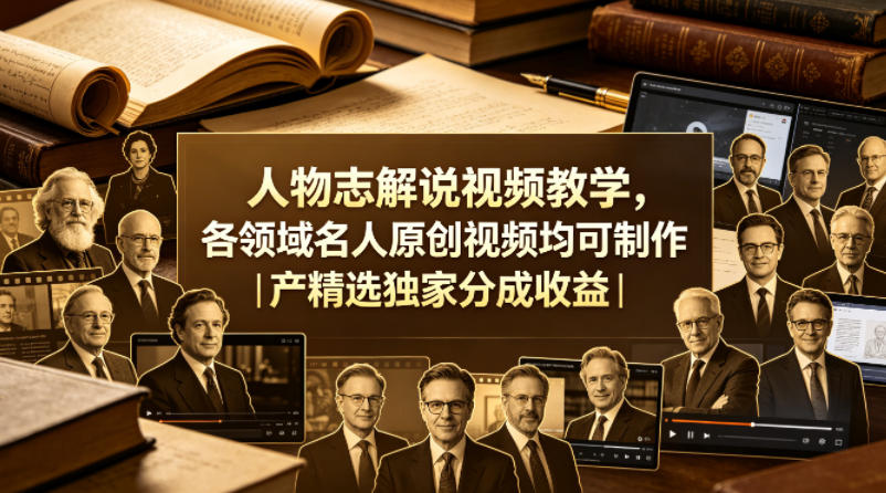 人物志解说视频教学，各领域名人原创视频均可制作丨精选独家分成收益(更新0430)-优创云