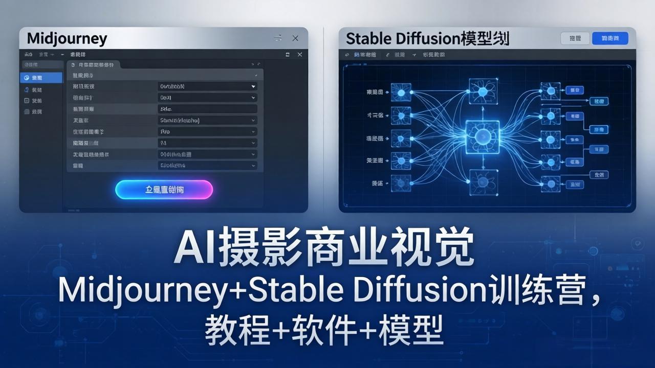 AI摄影商业视觉Midjourney+Stable Diffusion训练营，教程+软件+模型-优创云