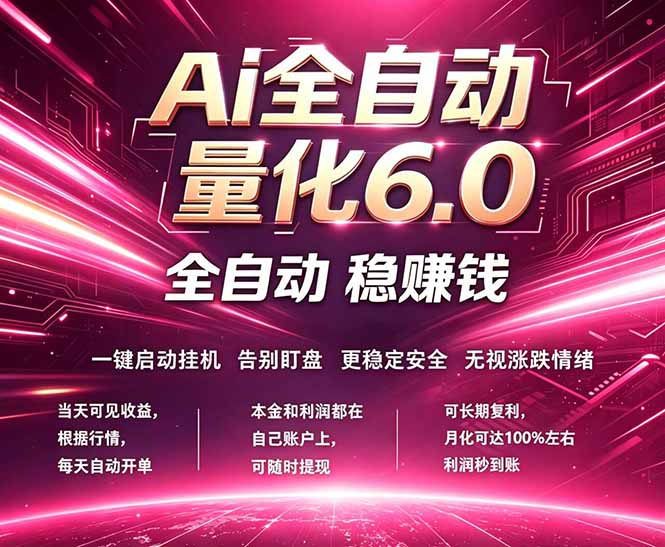 最新AI量化交易6.0，24小时自动运行，绿色稳定！日入1000+-优创云