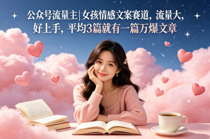 公众号流量主女孩情感文案赛道，流量大，好上手，平均3篇就有一篇万爆文章-优创云