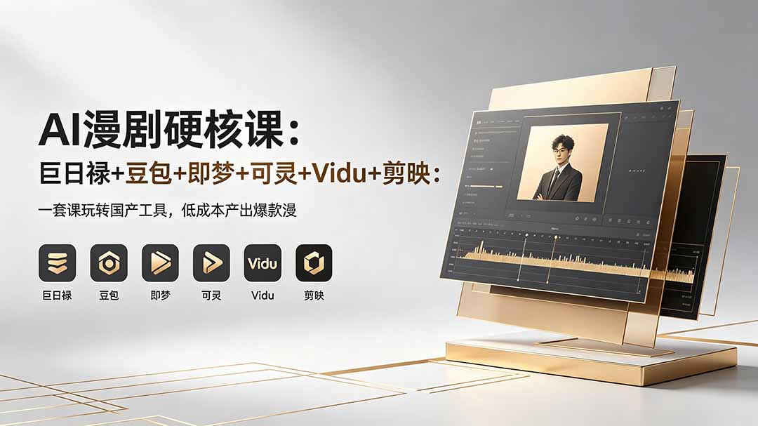 AI漫剧硬核课：巨日禄+豆包+即梦+可灵+Vidu+剪映：一套课玩转国产工具，低成本产出爆款漫剧-优创云