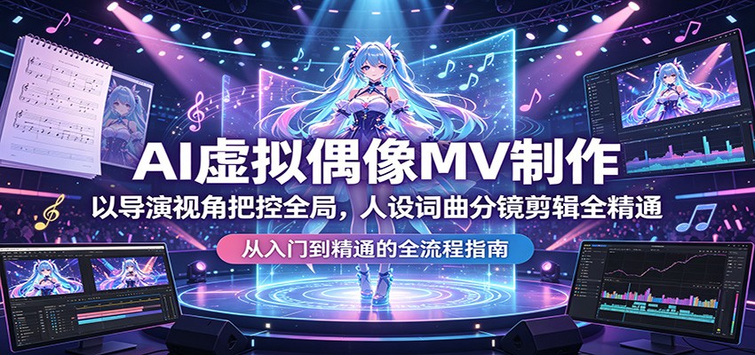 AI虚拟偶像MV制作：以导演视角把控全局，人设词曲分镜剪辑全精通-优创云